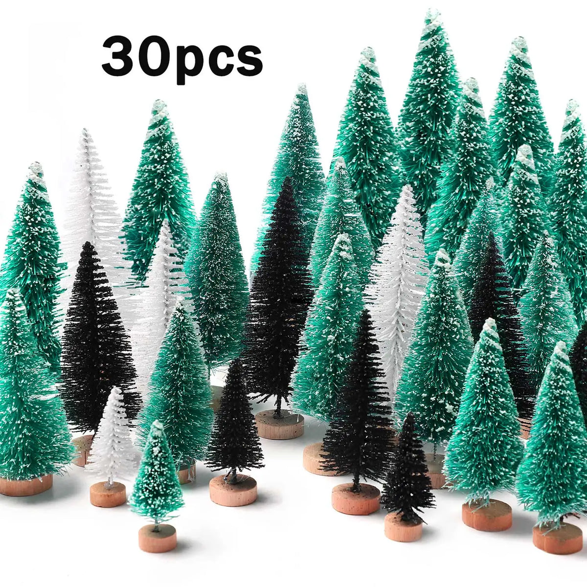 Artificial Christmas Bottle Brush Trees With Wooden Base