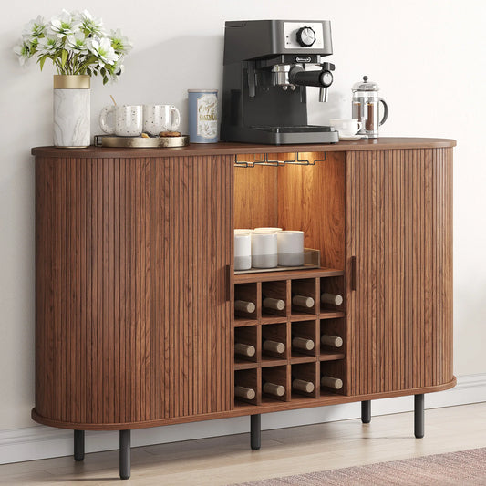 Modern LED Wine Bar Cabinet With Glass Rack