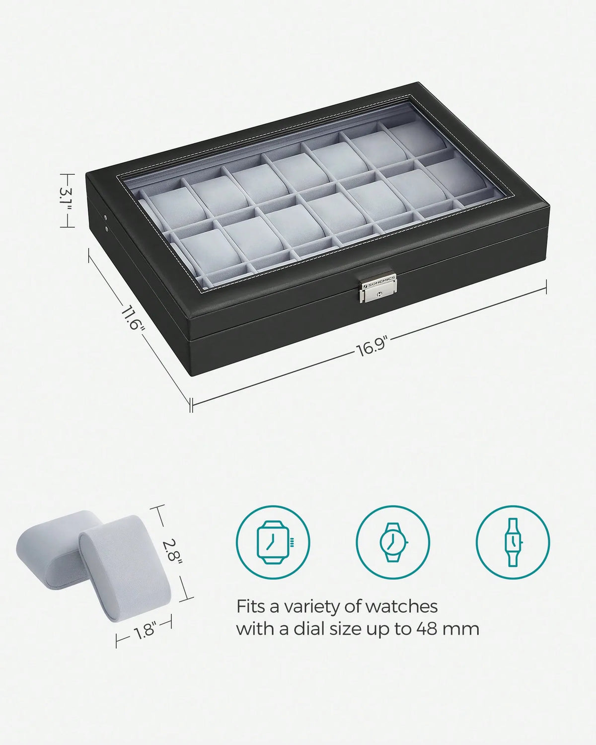 Lockable 24 Slot Watch Display Storage Box