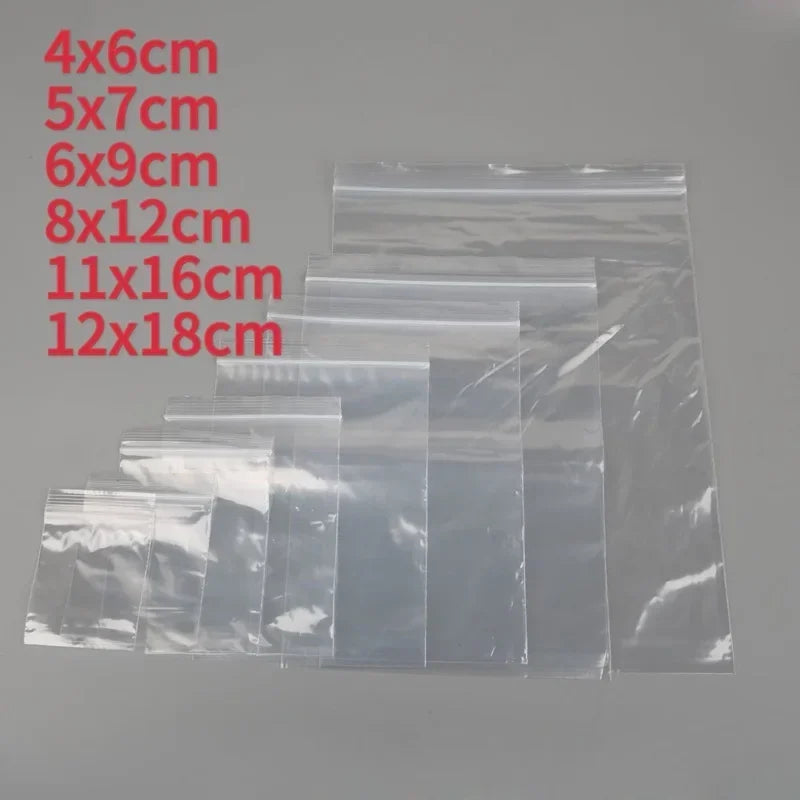 200/100PCS Transparent Zip Bags.  Food, Jewelry, Vacuum Storage Bag.