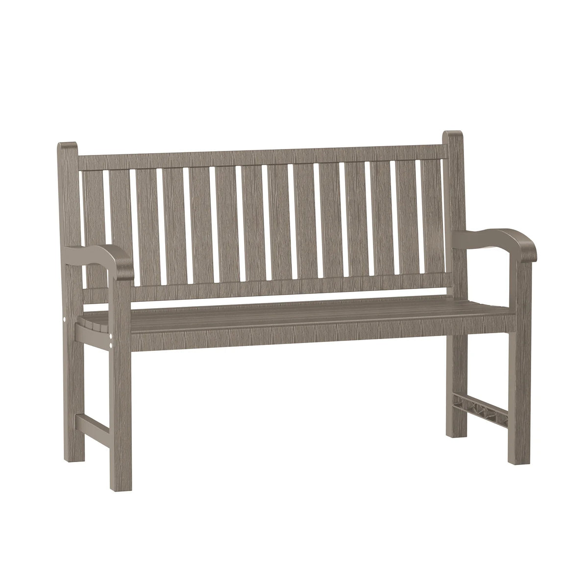 Weather Resistant Outdoor Plastic Patio Bench With Armrests