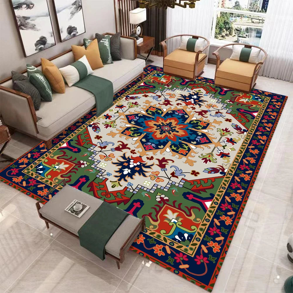 European Retro  Large Carpet for Living Room. Luxury Decoration Rug Non-slip.  Washable Soft Mat