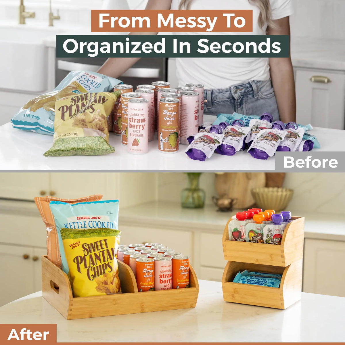 Bamboo Potato And Onion Storage Bin Organizer