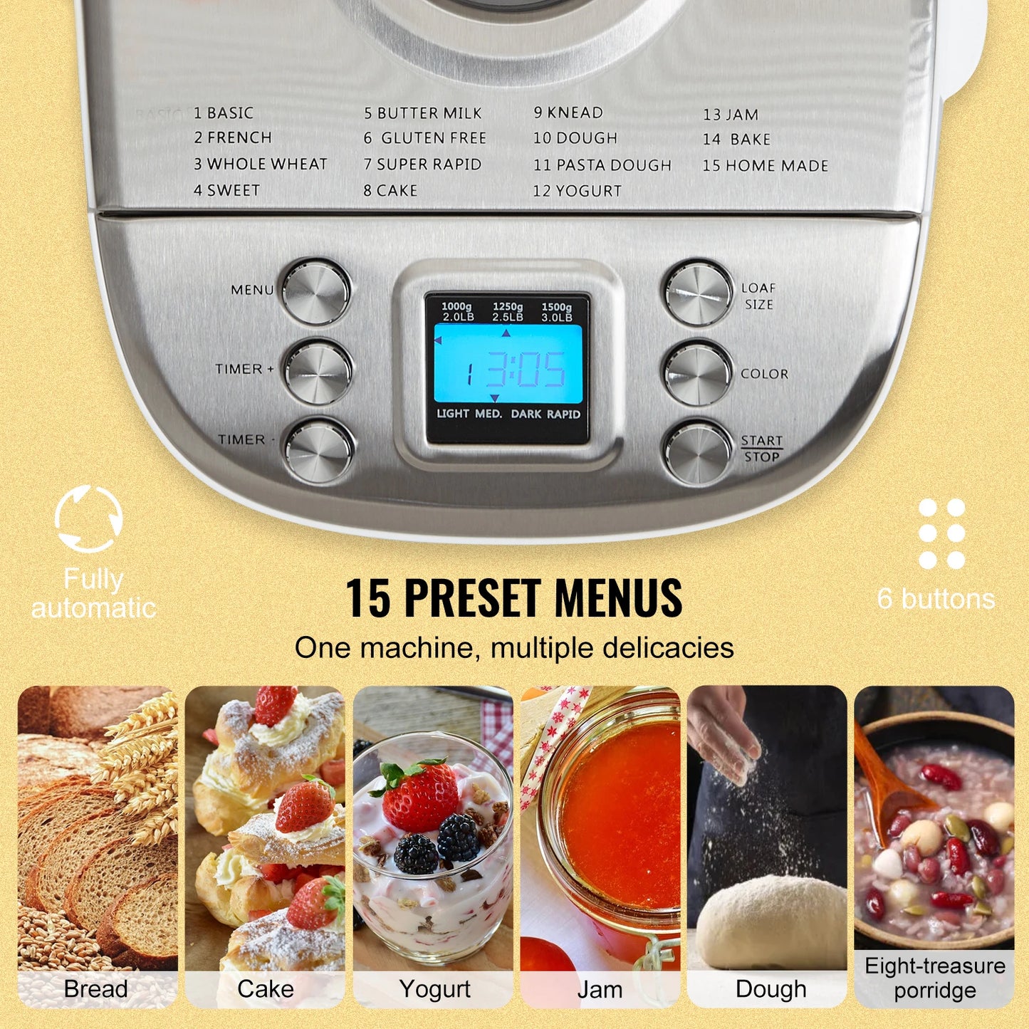 SucceBuy Automatic Bread Maker With Ceramic Pan