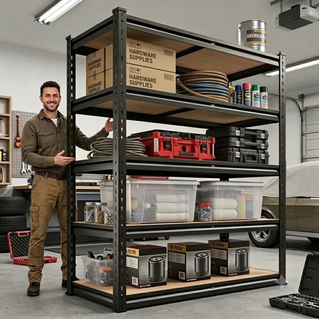 Heavy Duty Metal Storage Rack 5 Tier MDF Shelving Unit