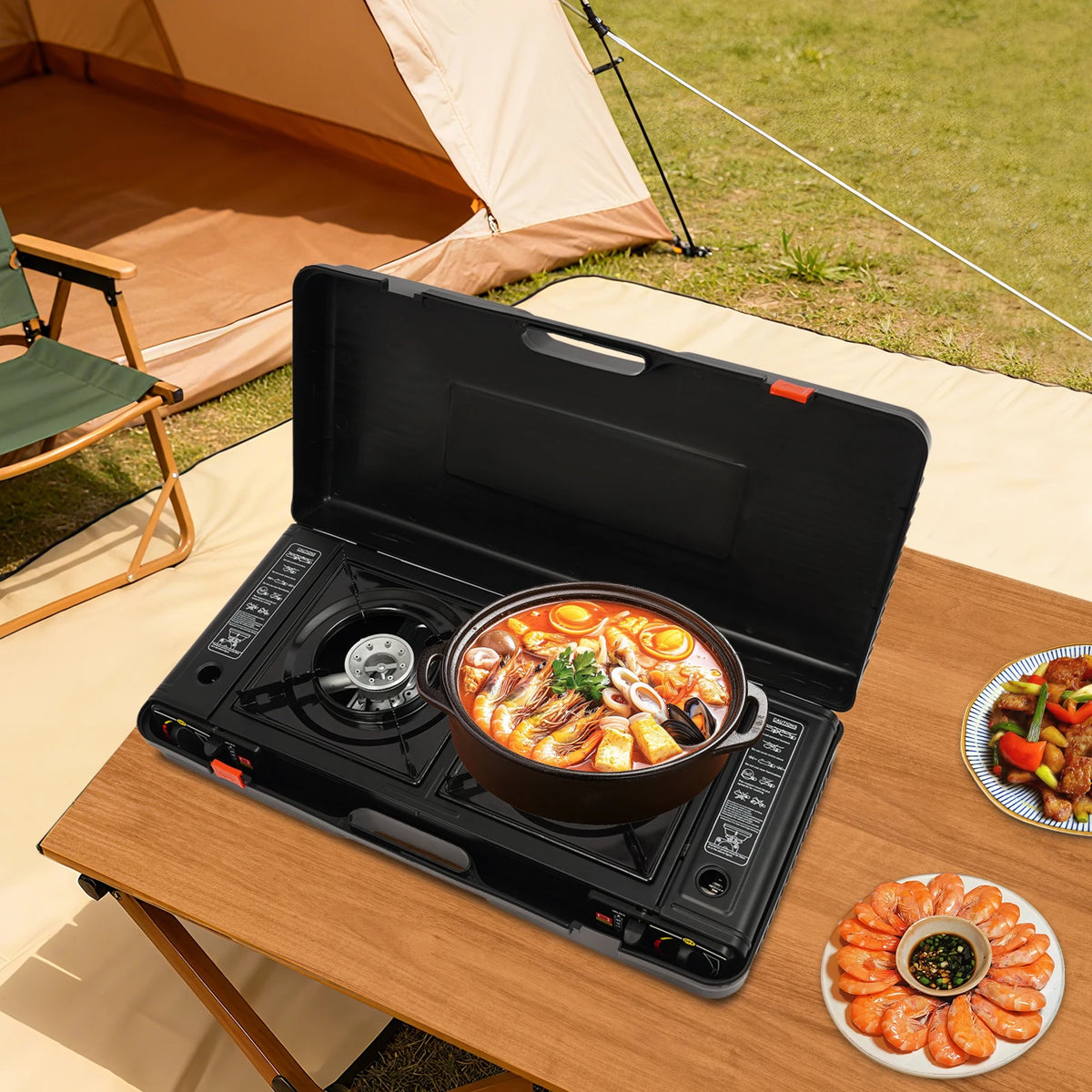 Bymaocar Portable Two-Burner Camping Stove
