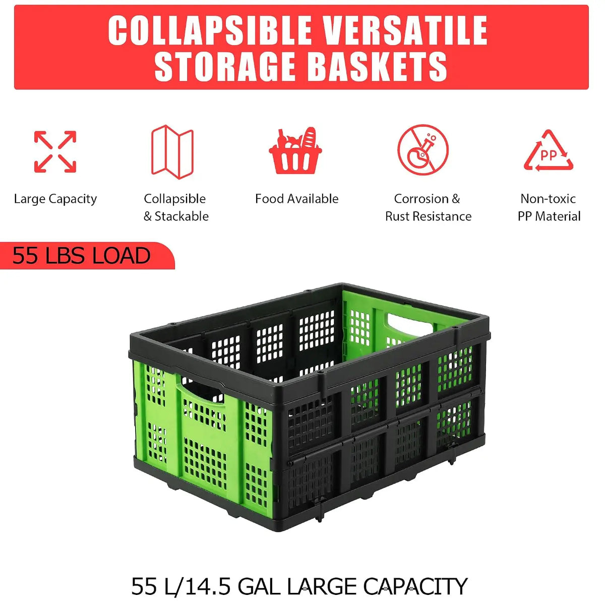Foldable Heavy Duty Plastic Storage Crate