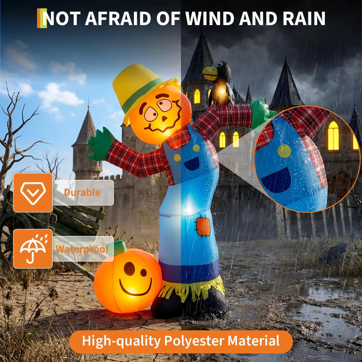 HiMISS Halloween Pumpkin Scarecrow Inflatable Yard Decor
