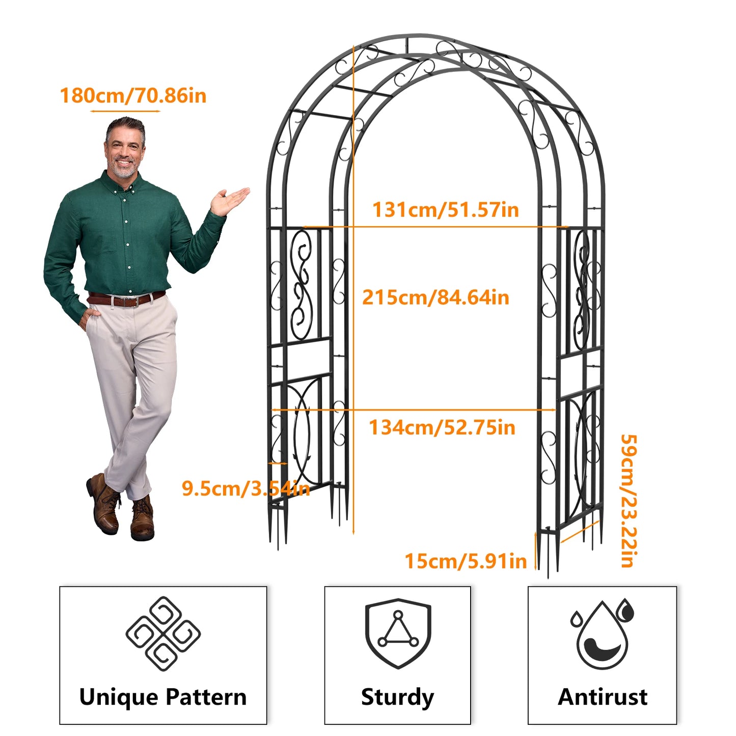 Heavy Duty Metal Garden Arbor Plant Arch Trellis