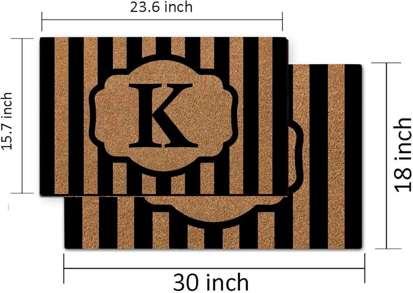 Custom Monogram Striped Rubber Front Door Mat