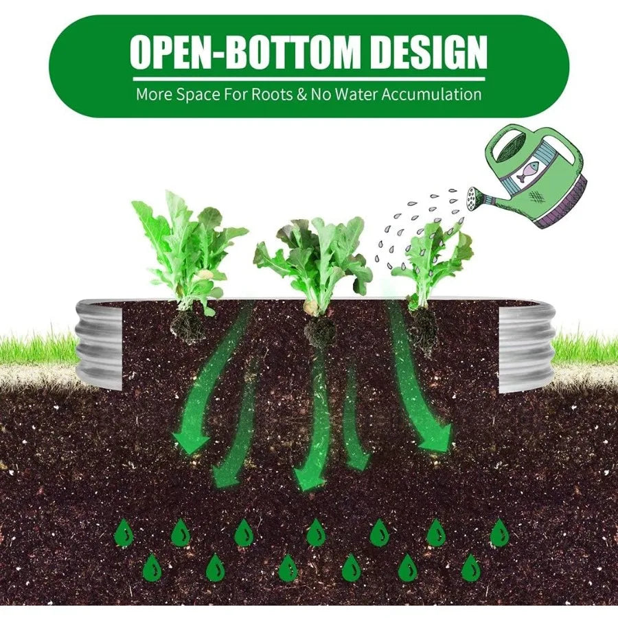 Raised Garden Bed Metal Planter For Vegetables Flowers Herbs