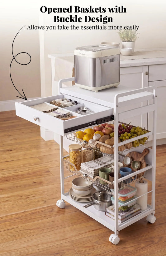 3 Tier Rolling Storage Cart With Lockable Wheels