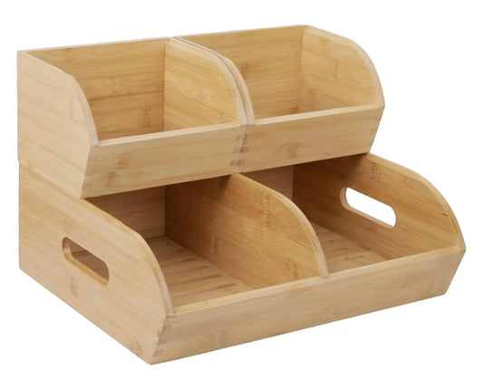 Bamboo Potato And Onion Storage Bin Organizer