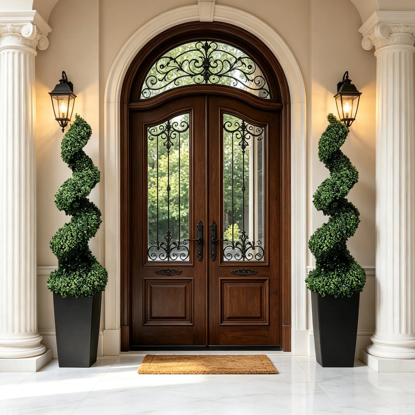 Olitree Artificial Spiral Boxwood Topiary Tree With Planter