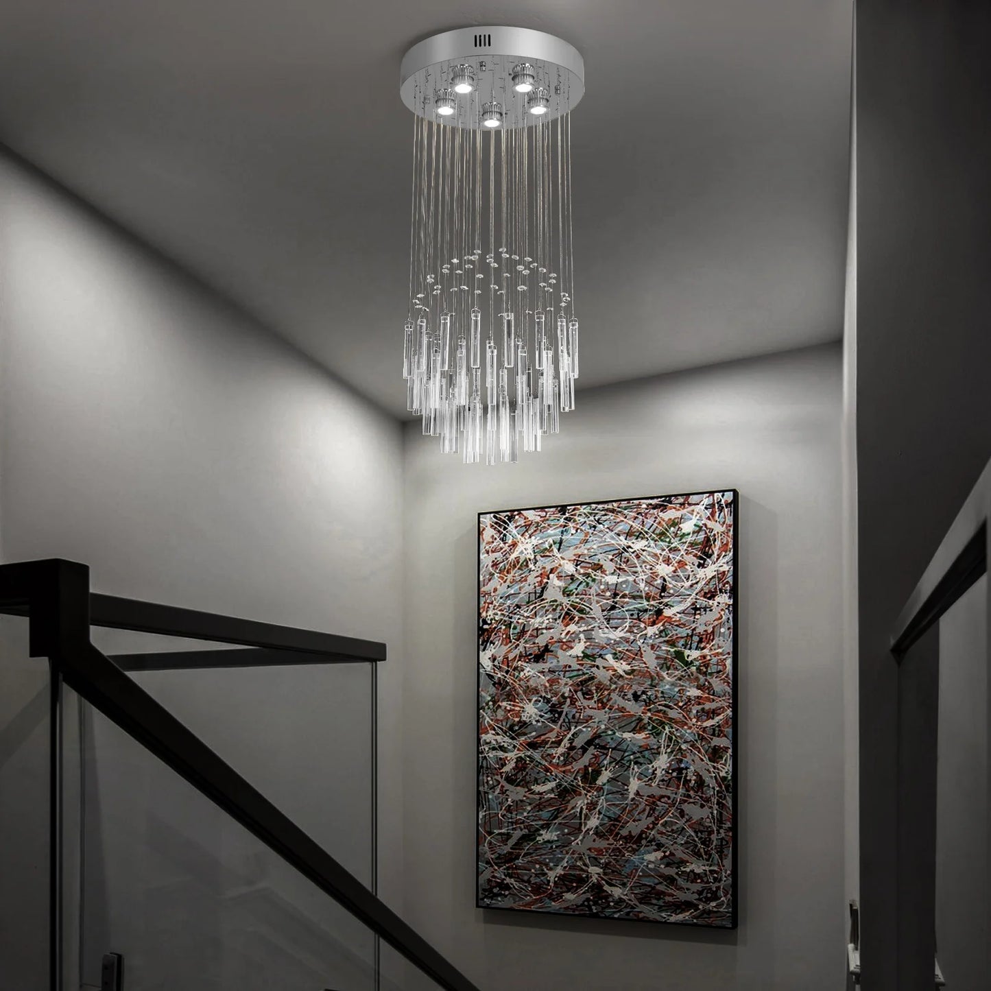 Luxury Crystal Led Pendant Light Loft Stair Droplight Modern Chandelier Ceiling Lamps Home Appliance Deco Lustre Hanging Fixture