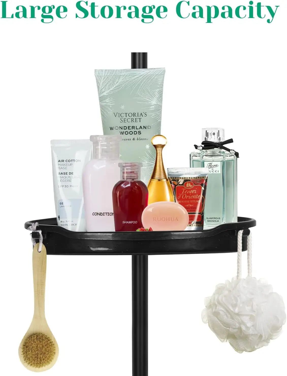 Corner Shower Caddy With Tension Pole Organizer