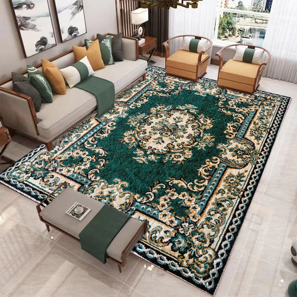 European Retro  Large Carpet for Living Room. Luxury Decoration Rug Non-slip.  Washable Soft Mat