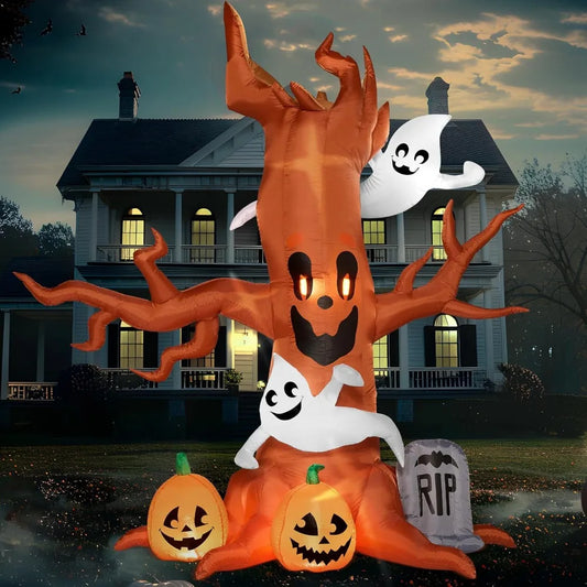 Halloween Inflatable Scary Tree With Ghosts And LED Lights