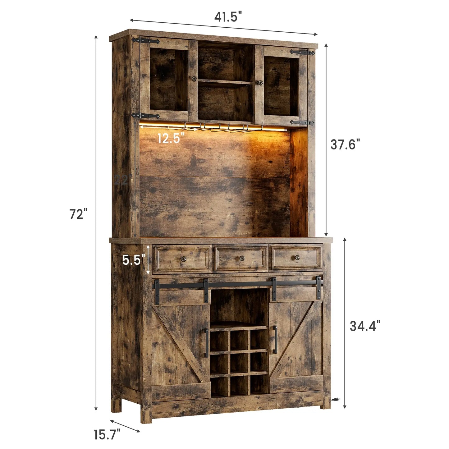 HiMiss Coffee Bar Cabinet With LED Lights