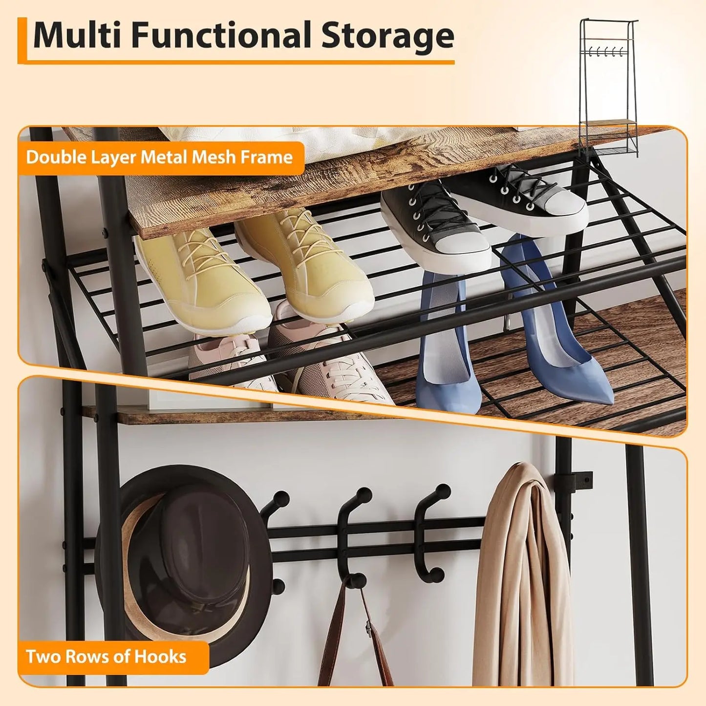 TWISTER.CK Coat Rack Hall Tree With Shoe Storage Bench