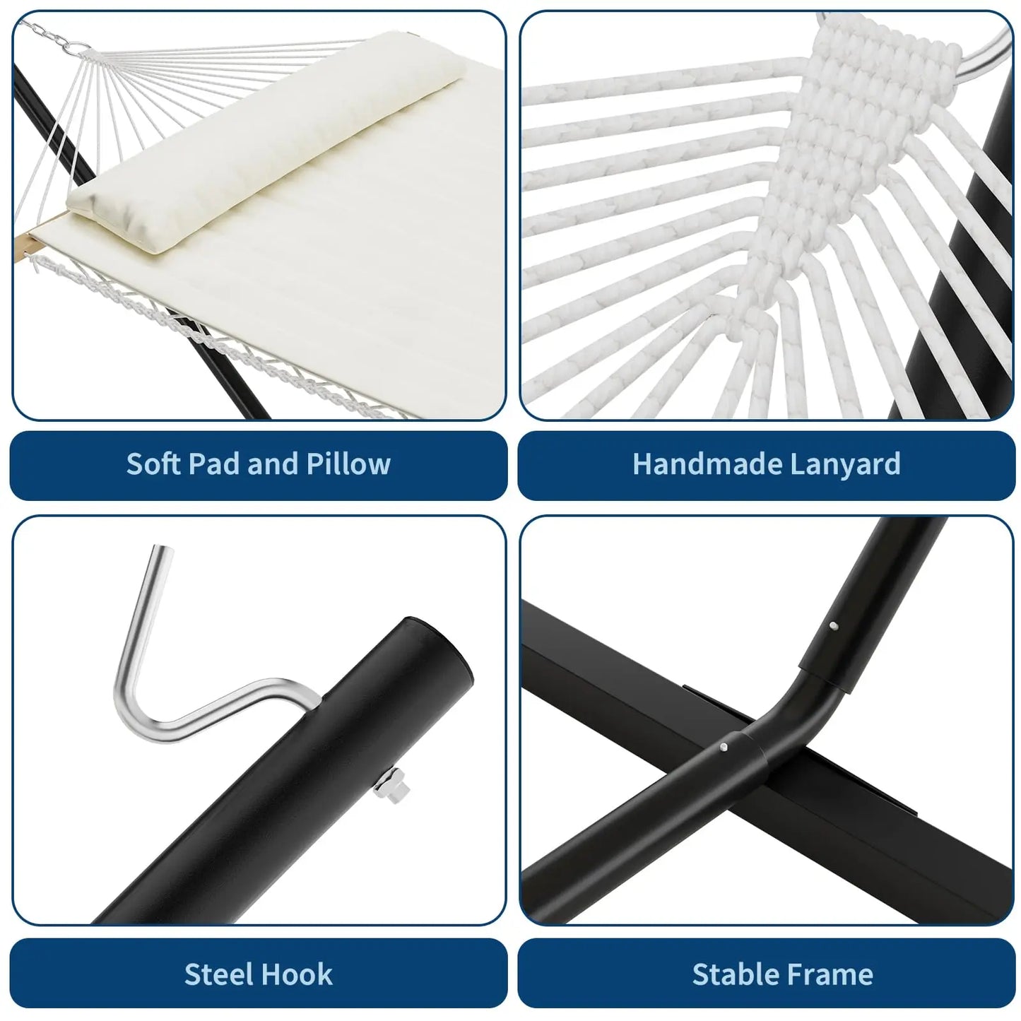 Double Hammock With Stand Heavy Duty Outdoor Patio Garden