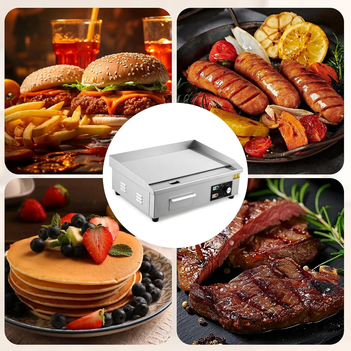 Tacleekii Commercial Stainless Steel Electric Griddle