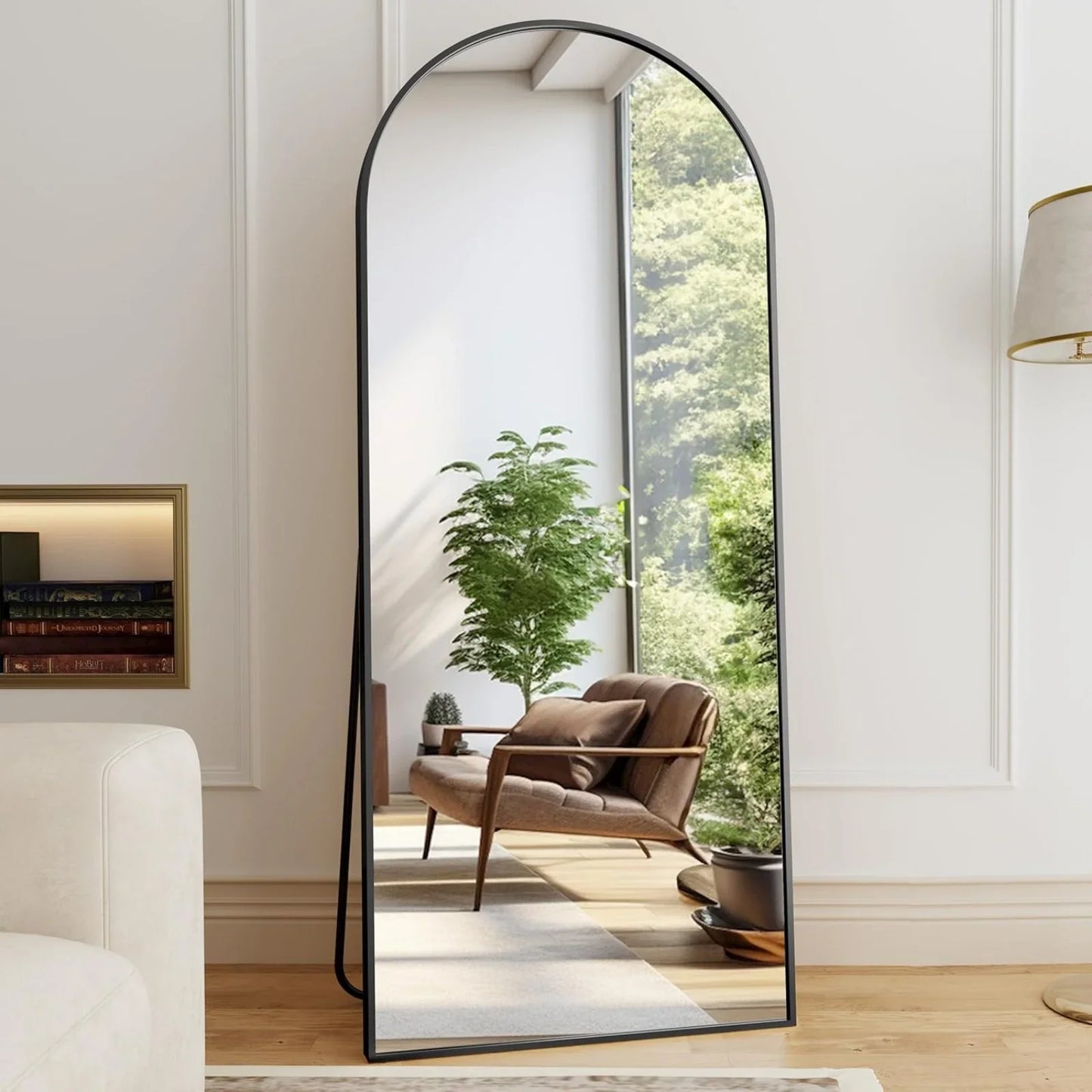 59x16 64x21 71x26 Black Arched Full-Length Mirror. Free Standing Full Body Floor Mirror for Home Decor And Styling