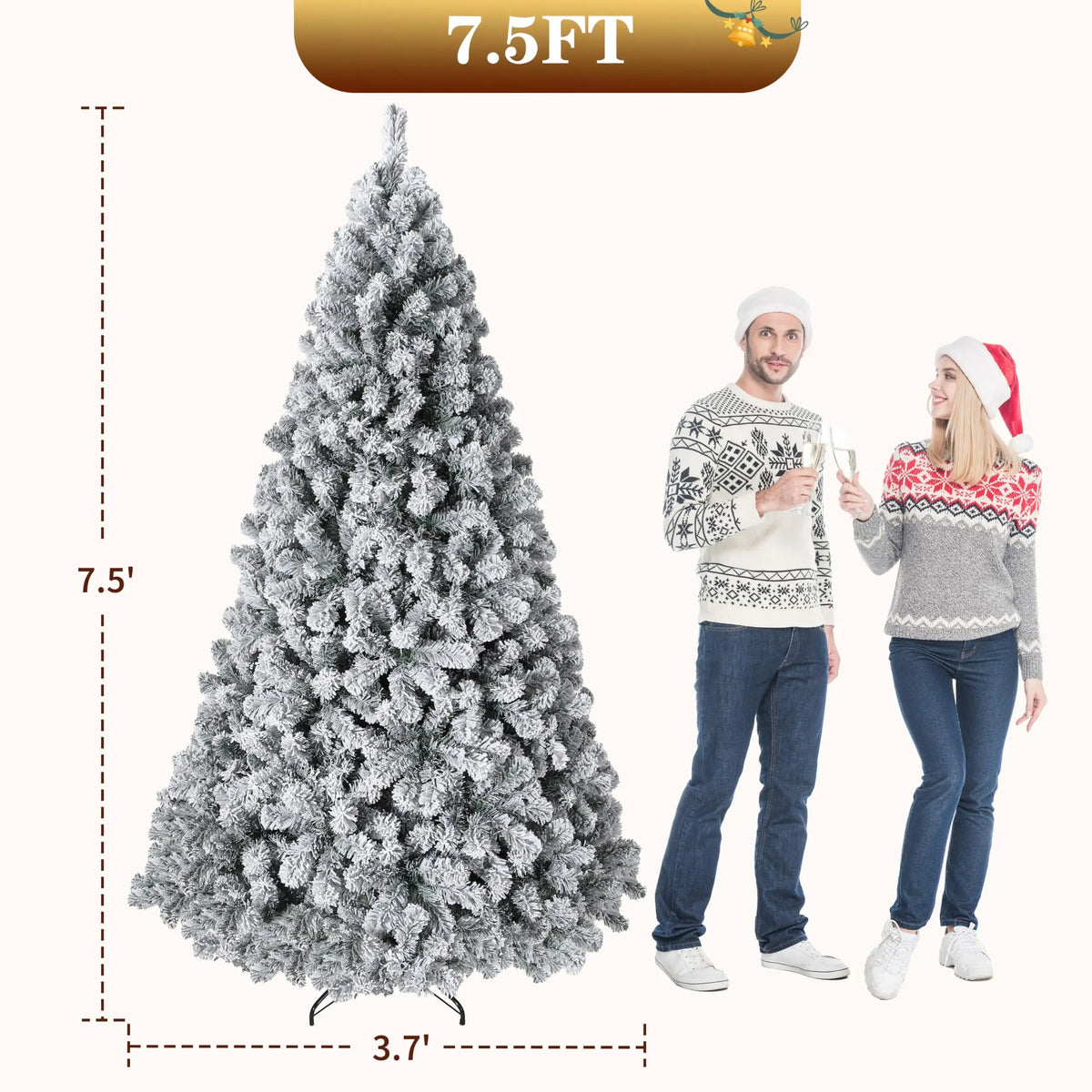 Snow Flocked Prelit Christmas Tree With Warm White LEDs