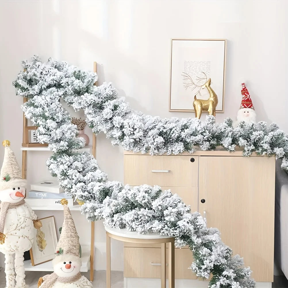Snow Flocked Artificial Christmas Pine Garland