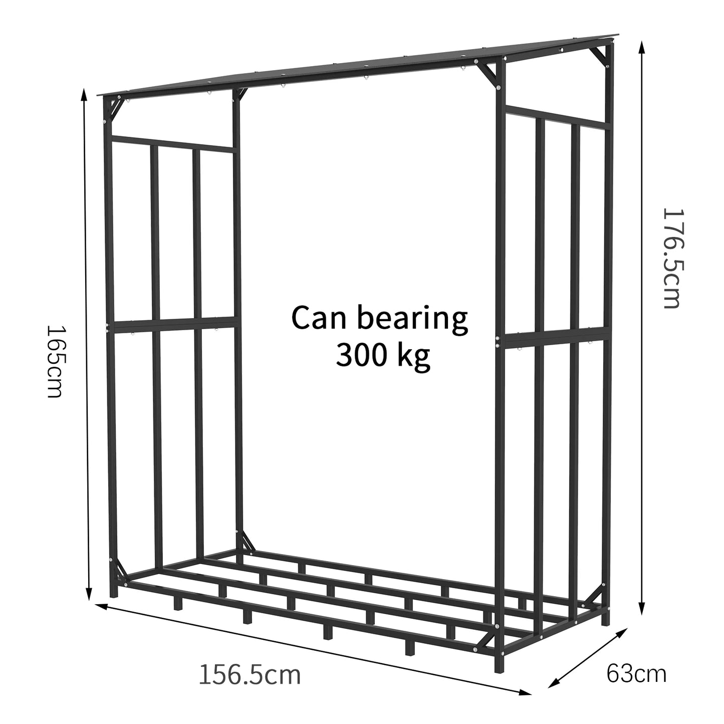 Metal Outdoor Firewood Storage Rack With Top Cover