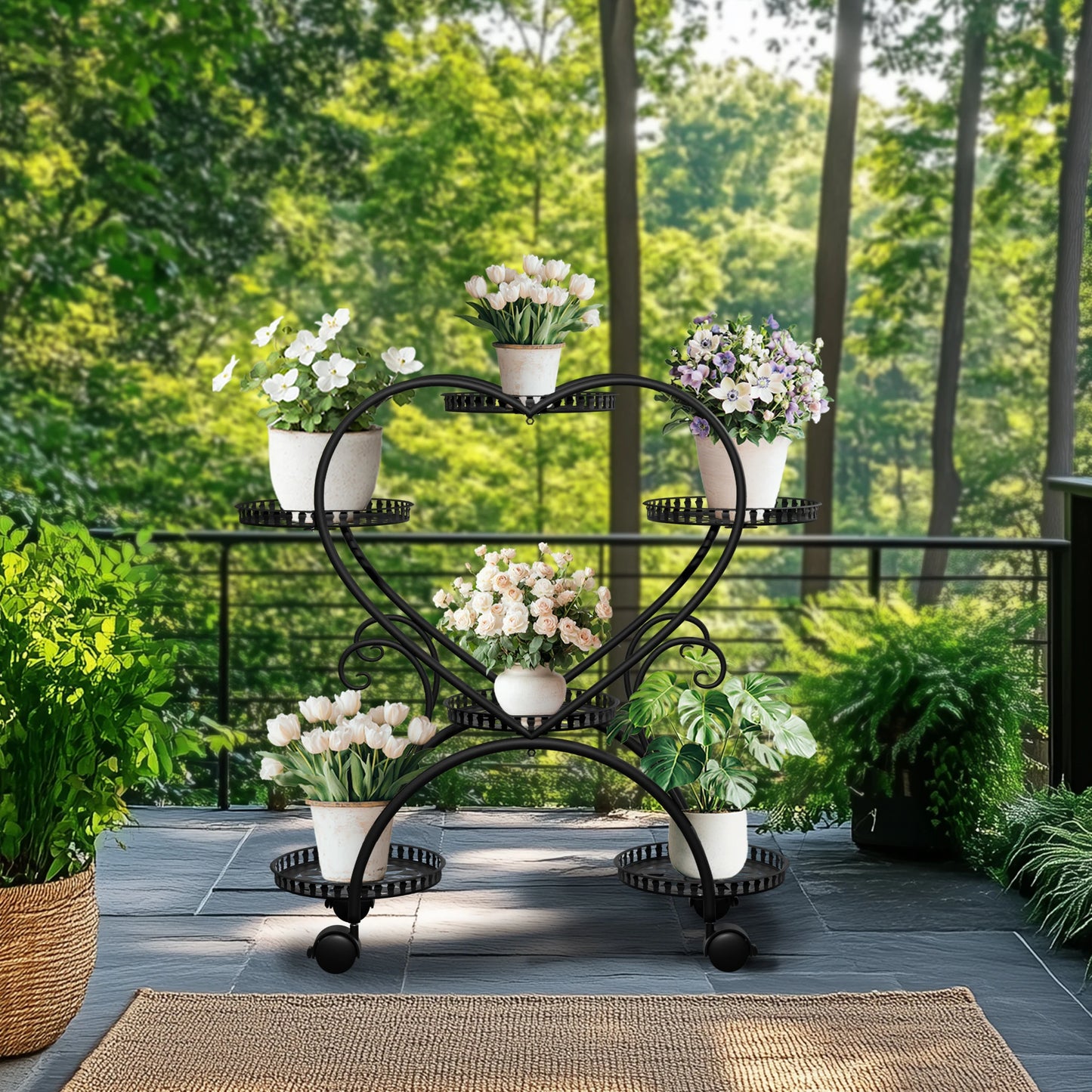 Wisfor Heart Shaped Metal Rolling Plant Stand