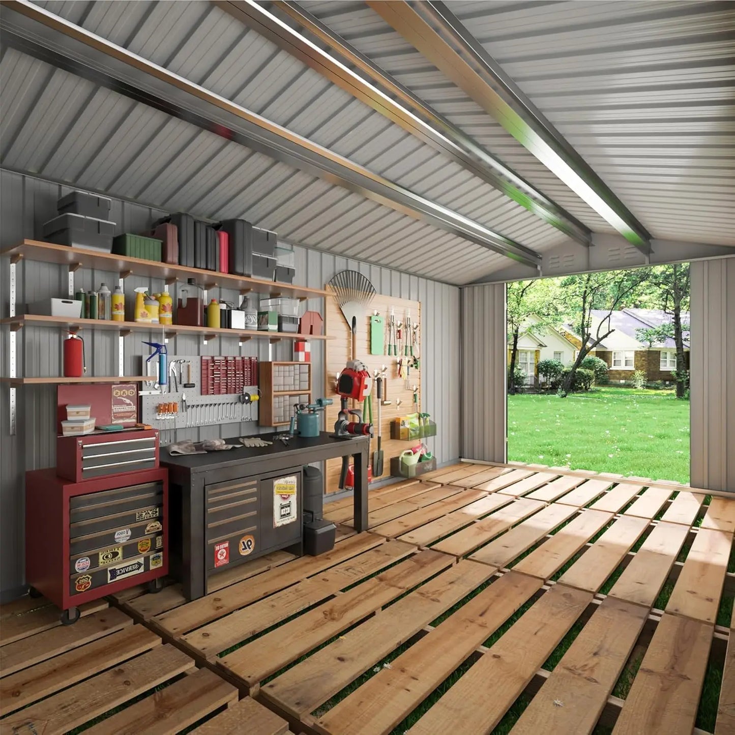 Viwat Heavy Duty Metal Outdoor Storage Shed