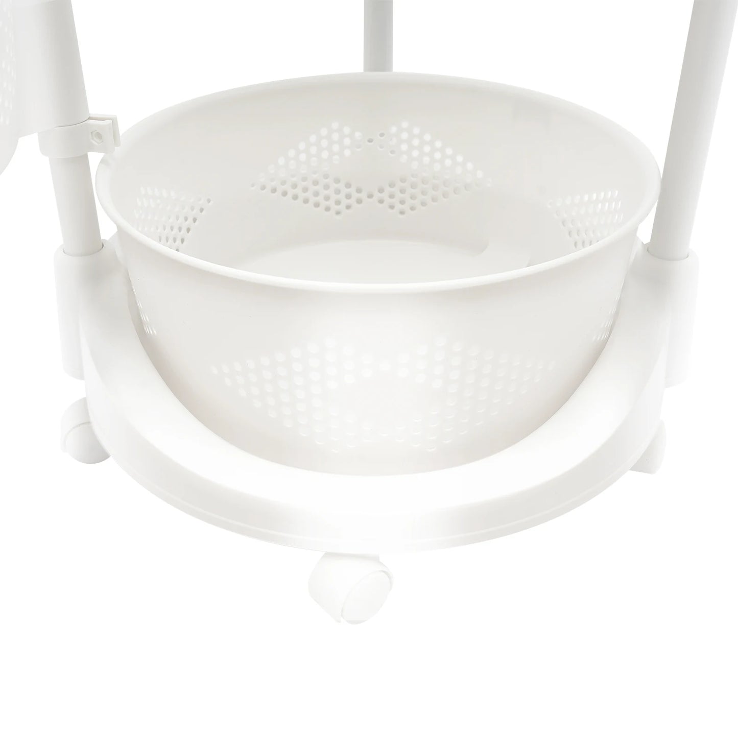 5 Layer Kitchen Rotating Storage Tower Organizer Rack Rolling Fruit Vegetable Storage Cart Basket White With Wheels