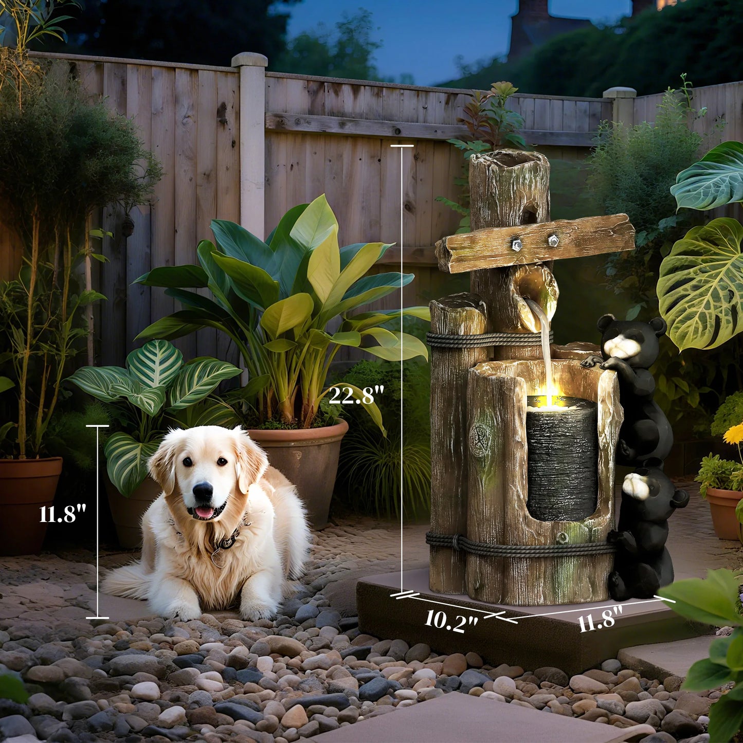Outdoor Waterfall Fountain With LED Lights And Pump
