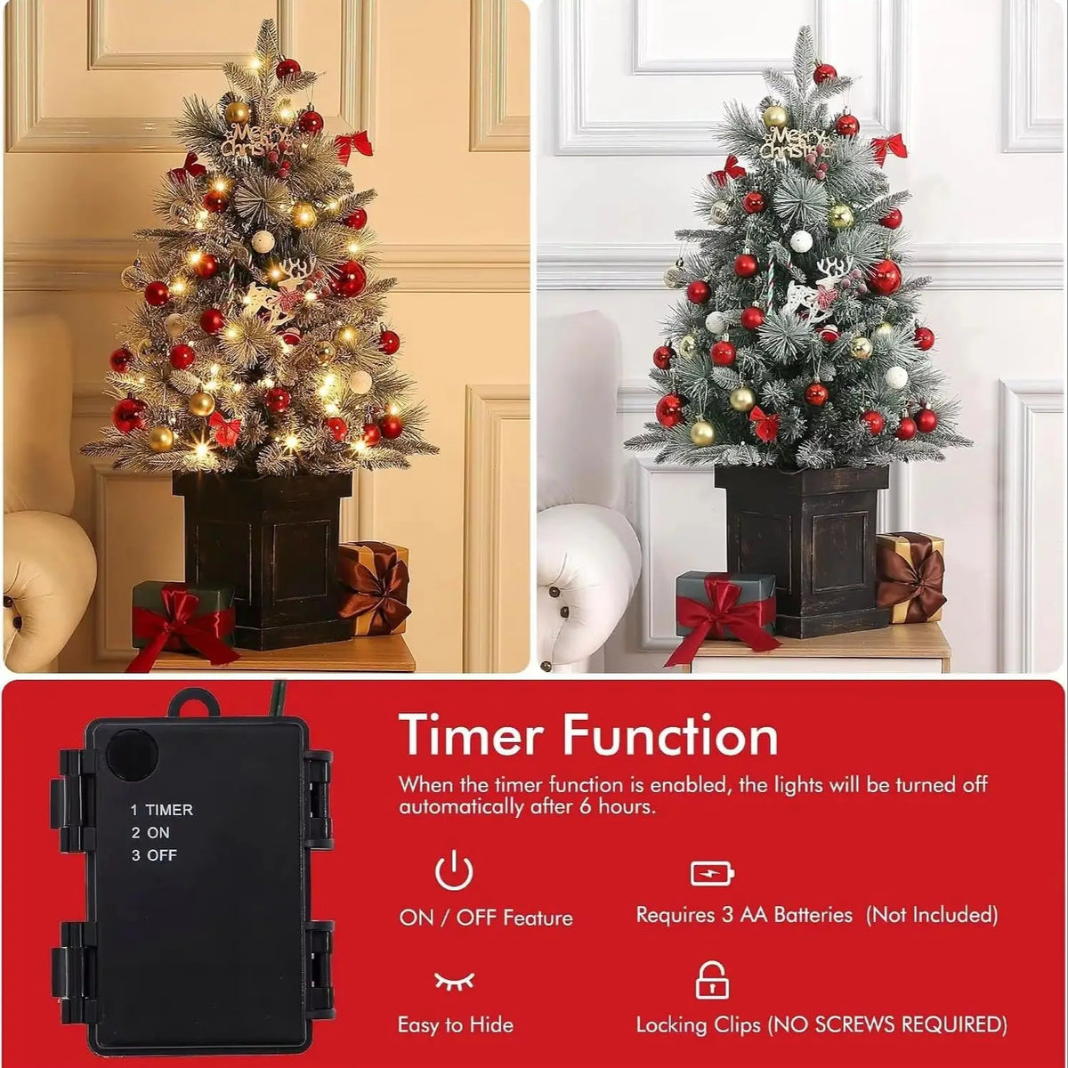Prelit Snow Flocked Christmas Tree With LED Lights