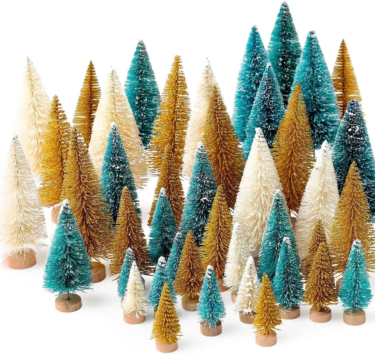 Artificial Christmas Bottle Brush Trees With Wooden Base