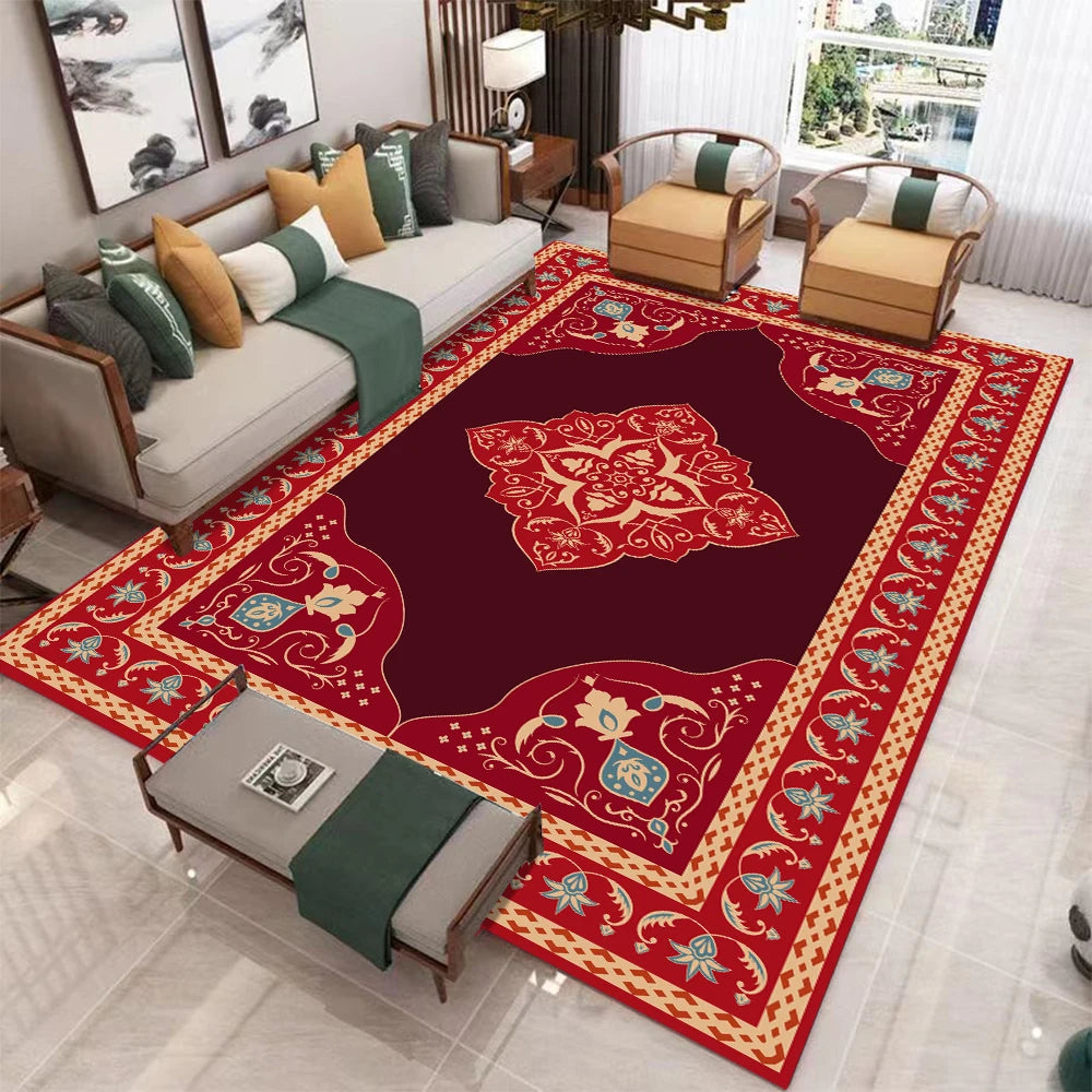 European Retro  Large Carpet for Living Room. Luxury Decoration Rug Non-slip.  Washable Soft Mat