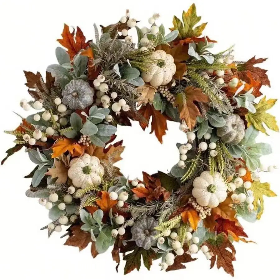 Thanksgiving Pumpkin And Maple Leaf Door Wreath