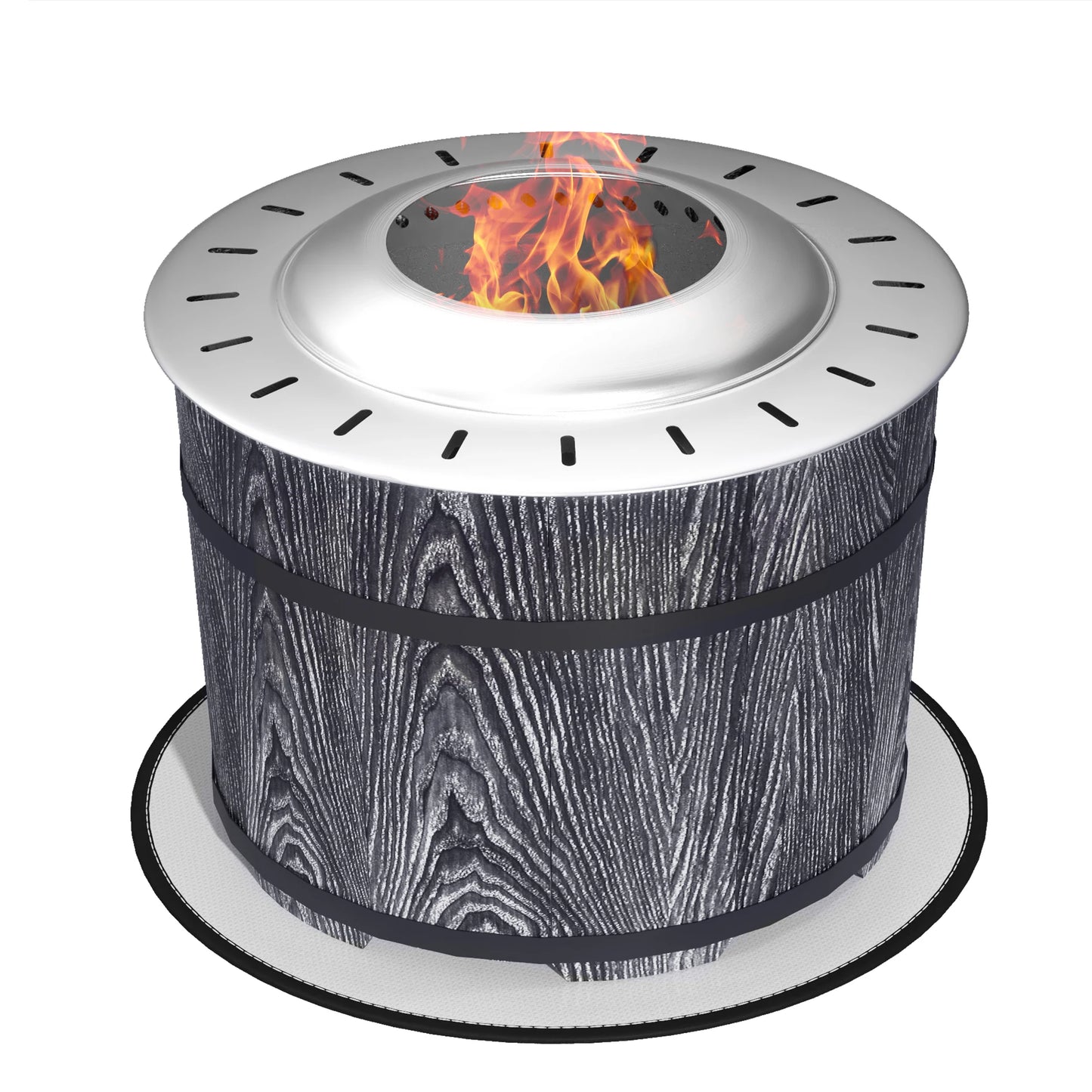 Smokeless Fire Pit with Mat, 20" Firepit, Magnesium Oxide, Black