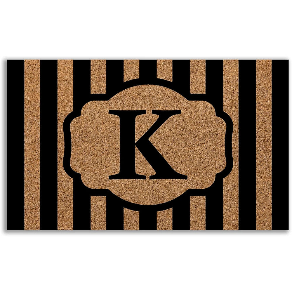 Custom Monogram Striped Rubber Front Door Mat