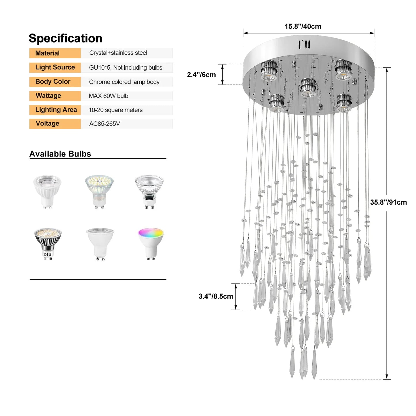 Luxury Crystal Led Pendant Light Loft Stair Droplight Modern Chandelier Ceiling Lamps Home Appliance Deco Lustre Hanging Fixture