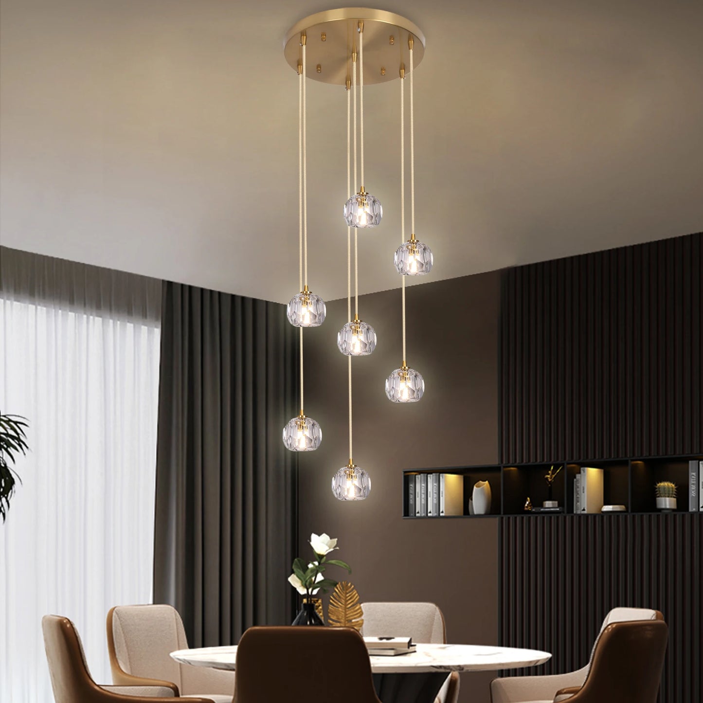 Crystal Ball Led Modern Cluster Chandelier Pendant Light Home Decor Ceiling Lamp Luxury Lustres Living Dining Room Stair Fixture