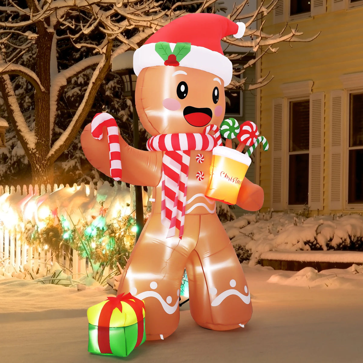 HiMISS Lighted Gingerbread Man Christmas Inflatable