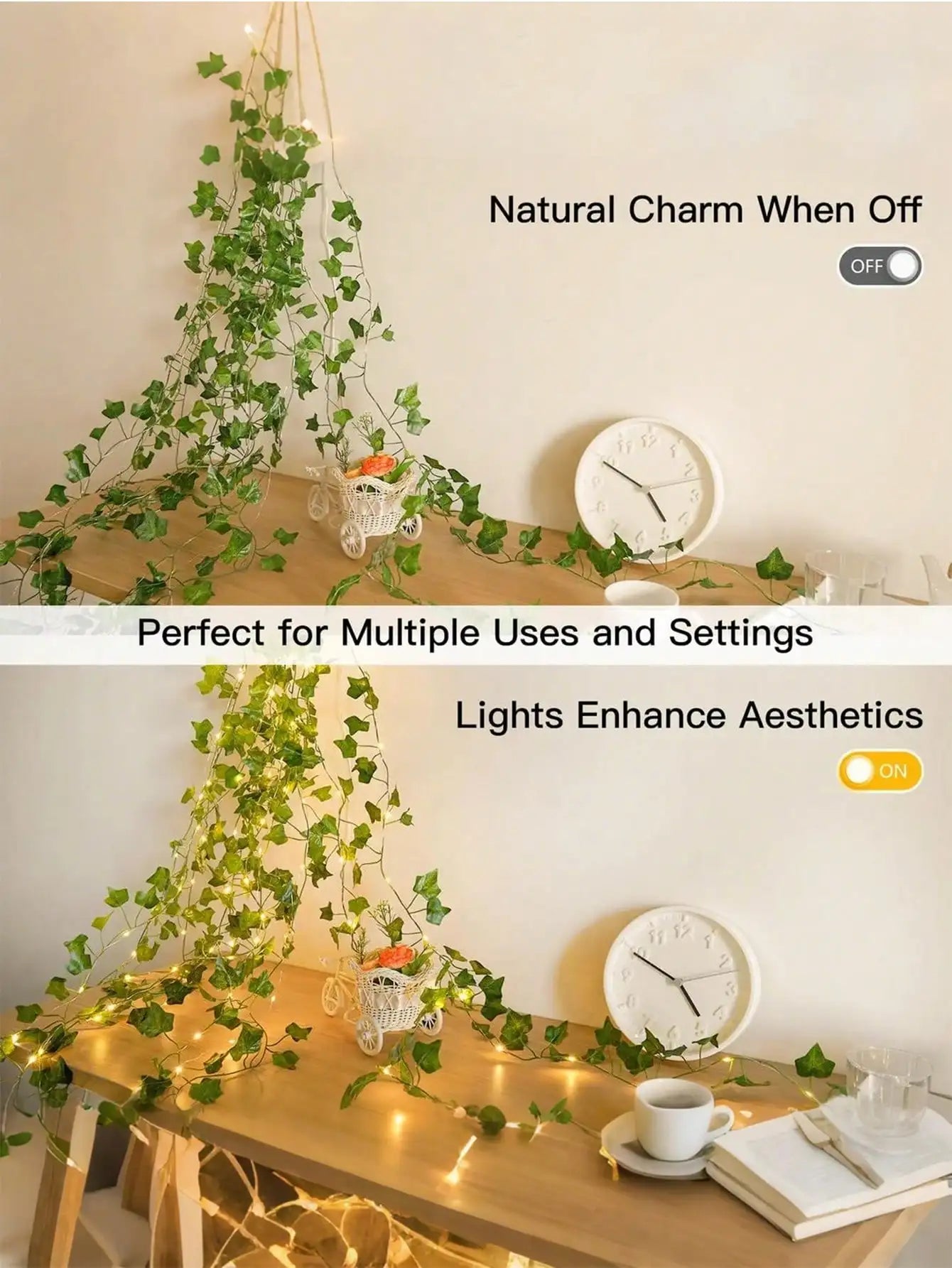 Battery Powered LED Ivy Vine Lights Home Garden Decor