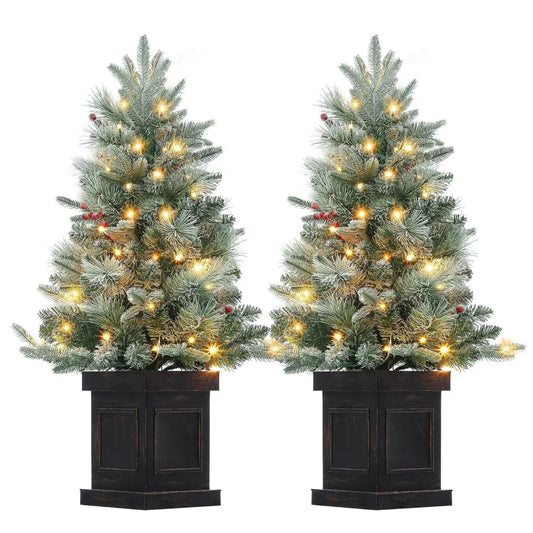 Prelit Snow Flocked Christmas Tree With LED Lights