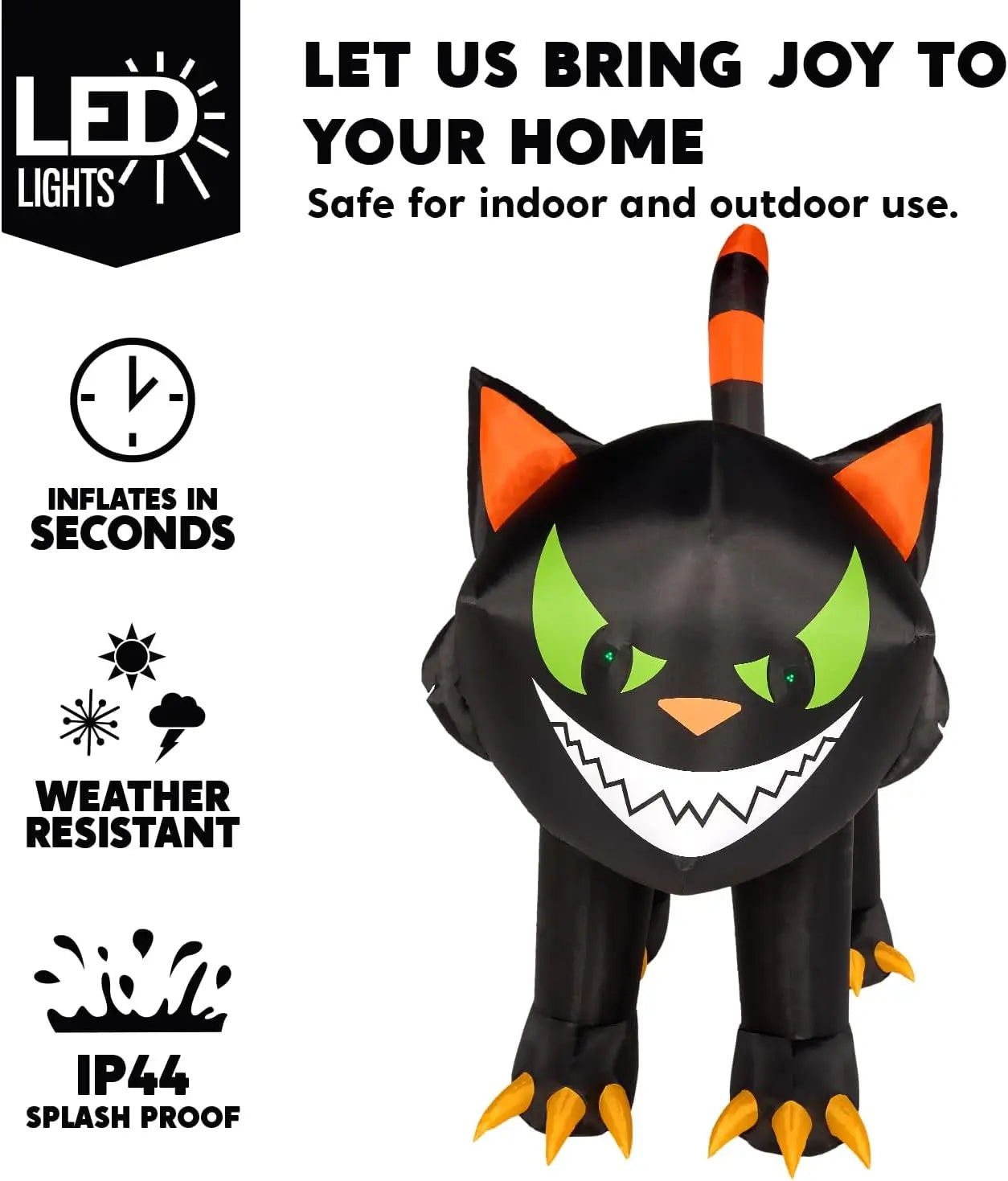 Joyfy Halloween Cat Inflatables With Moving Head For Yard