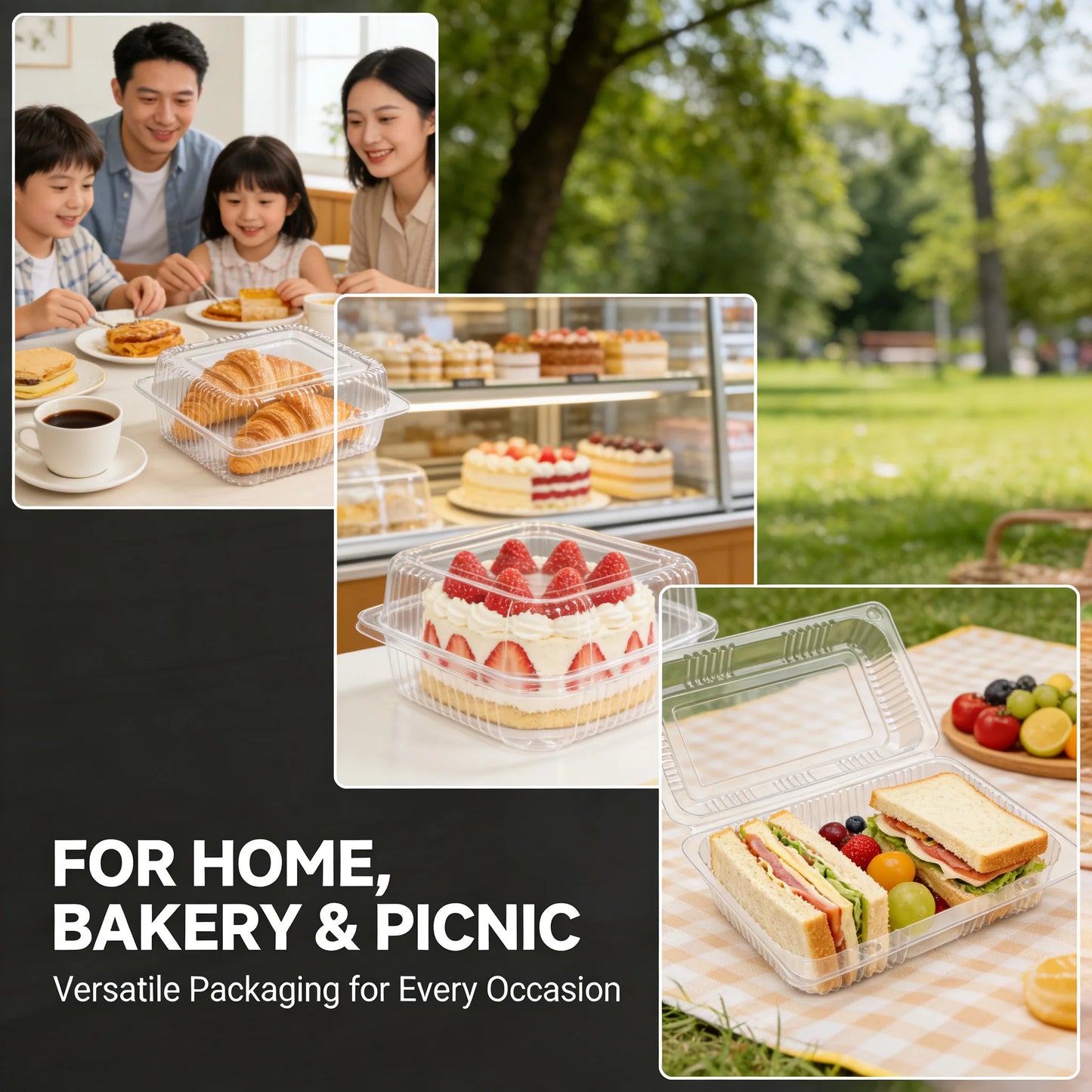 Disposable Pet Clamshell Food Containers For Takeout