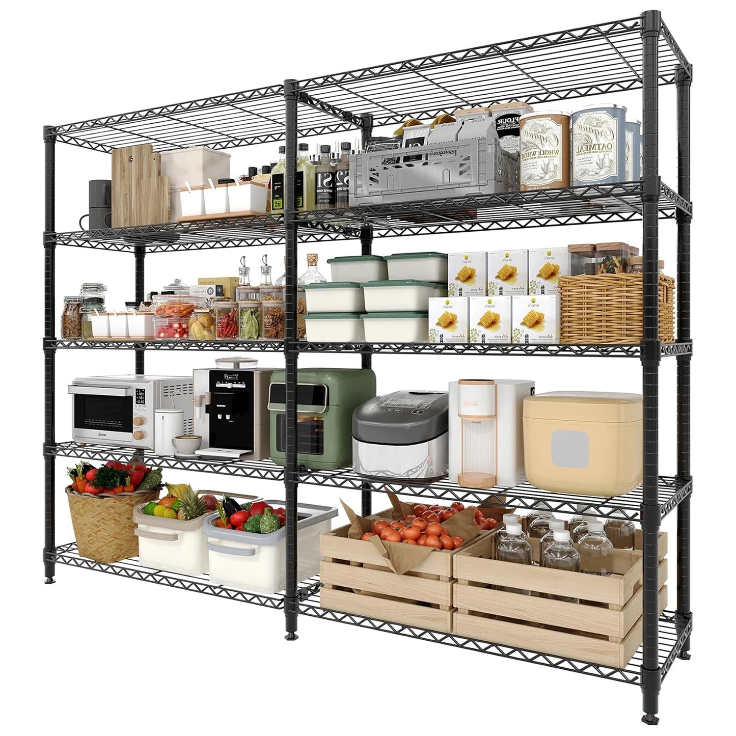 TWISTER.CK Heavy Duty 4 Tier Adjustable Metal Shelving