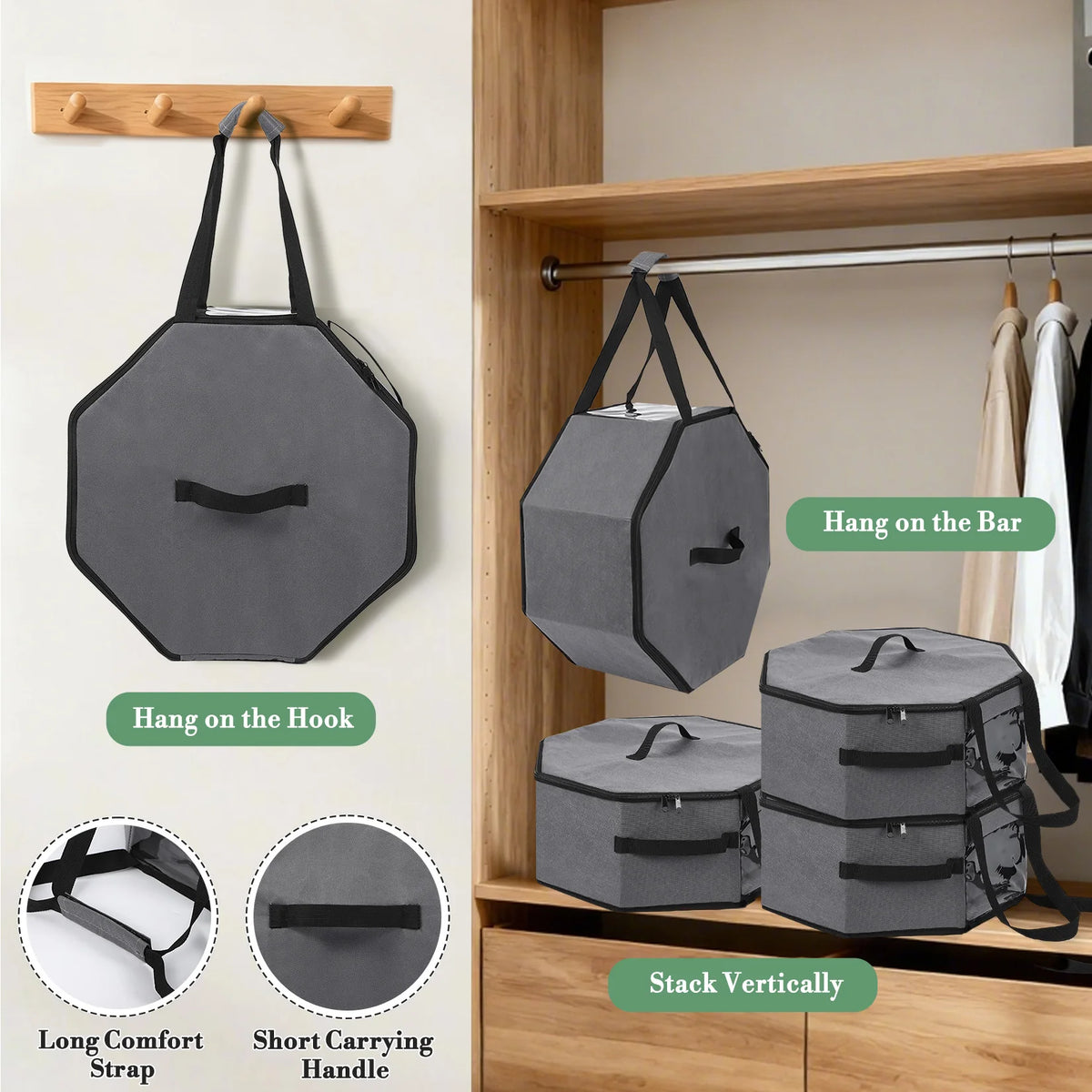 Stackable Hat Storage Organizer With Handle and Dustproof Design