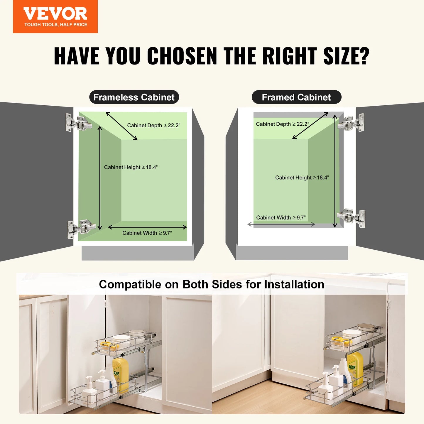 VEVOR Pull Out Cabinet Organizer Heavy Duty Slide Out Pantry Shelves Sliding Drawer Storage for Home Inside Kitchen Cabinet